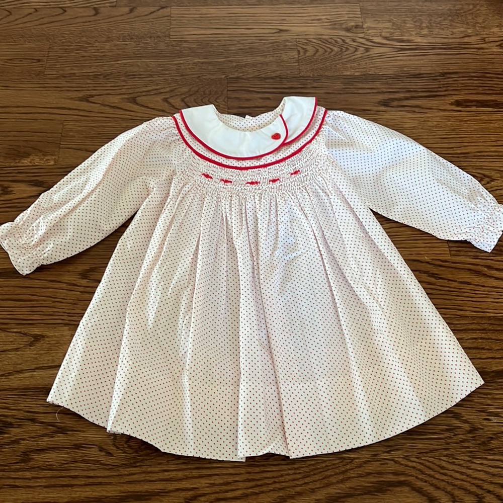 Red and White Smocked Dress